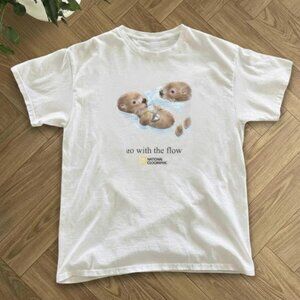 National Geographic white otter graphic tee GILDAN REPRINT